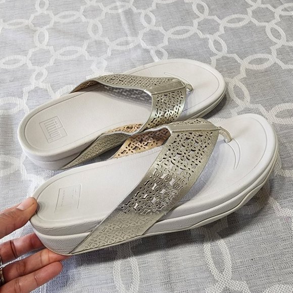 Fitflop Shoes Fitflop White Cutout Details Thong Platform Sandal